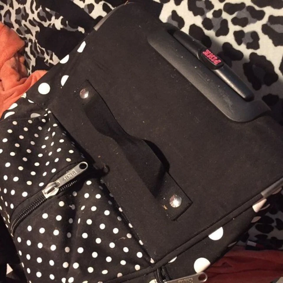 Victoria's Secret PINK Rare Polka Dot Wheelie Luggage Bag HTF VS Black White - Image 4 of 4