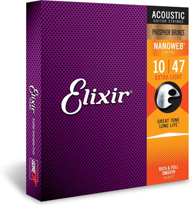 Strings, Acoustic Guitar Strings, Phosphor Bronze with NANOWEB Coating, Longest-