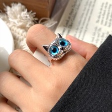 Vintage 925 Sterling Silver Kitty Ring Cute Lovely Cat Ring