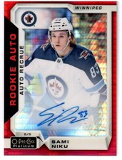 2018-19 O-Pee-Chee Platinum SAMI NIKU Winnipeg Jets Rookie Auto RED PRISM #/50