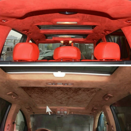 Thick Faux Suede Fabric Foam Backing Quilted Car Roof Upholstery Material Crafts - Picture 8 of 32