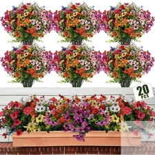 Artificial Flowers for Outdoors 20 Bundles UV Resistant Fake Flowers Plants Dais
