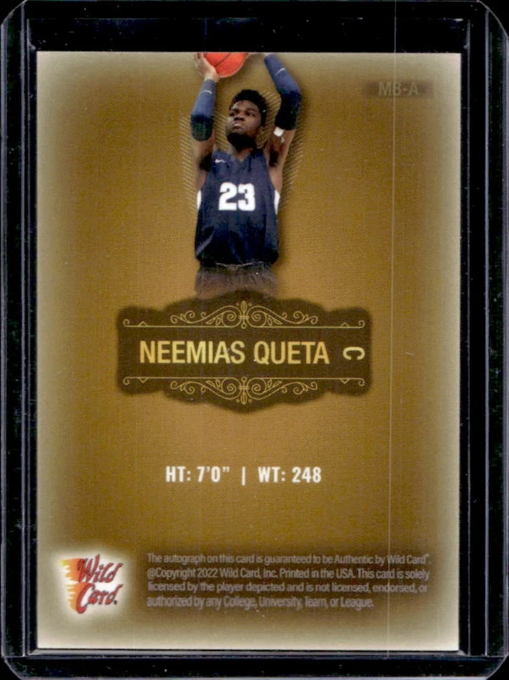 2022-23 Wild Card Matte Neemias Queta Auto Gold / Green Foil #83/150 USA - Image 2 of 2