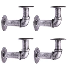Industrial Iron Pipe Brackets Supports Wall Mounted Shelving Hardware for Woo...
