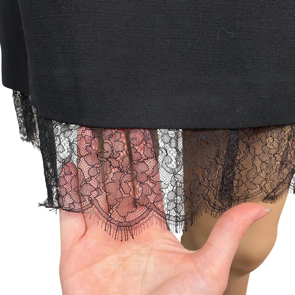 Платье-футляр Michael Kors черное натуральная шерсть кружевное с бантом - размер 4 - Изображение 4 из 4