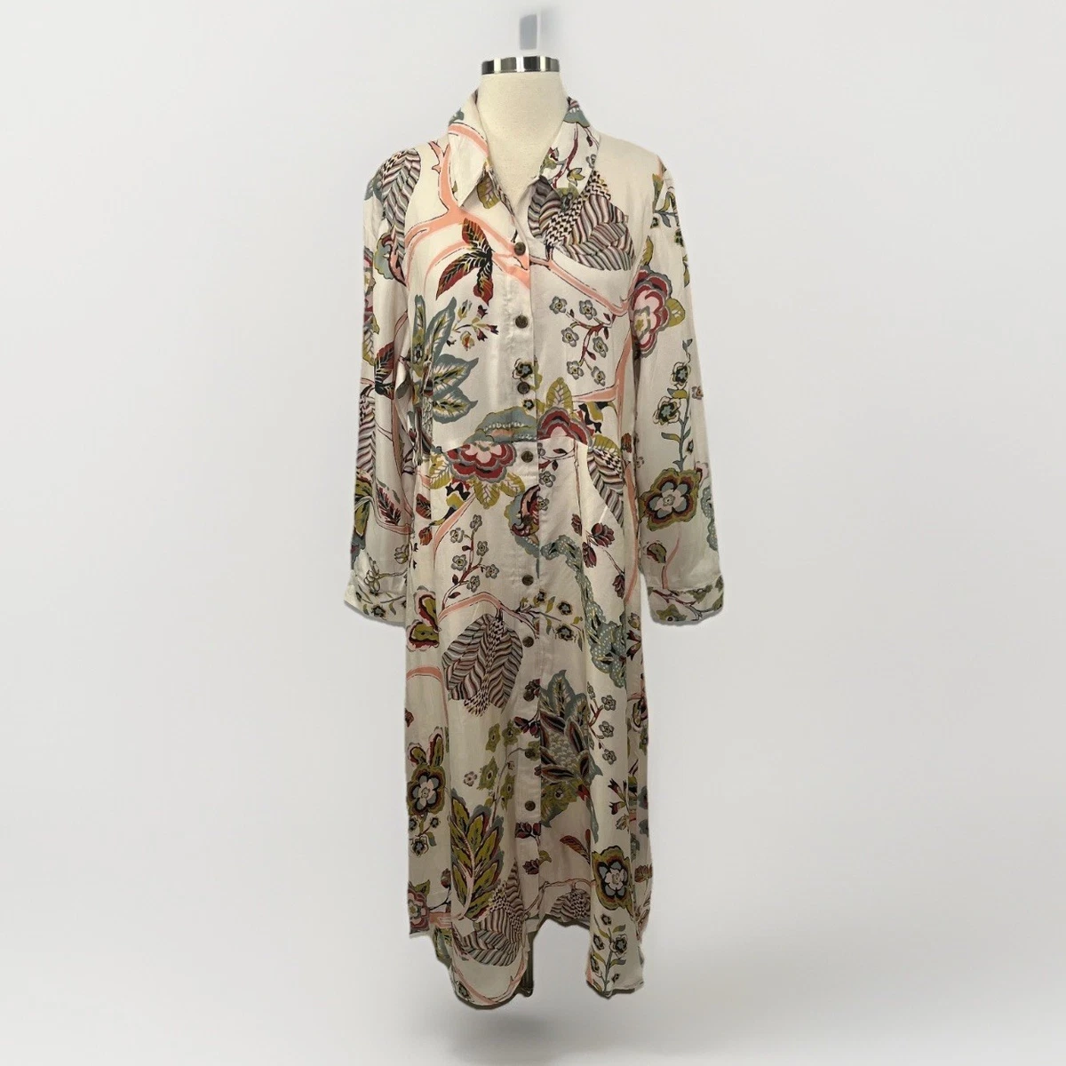 polo with dress pants Loriet Maxi Shirt Dress In Blue With White Floral Cotton Blend  St Frock