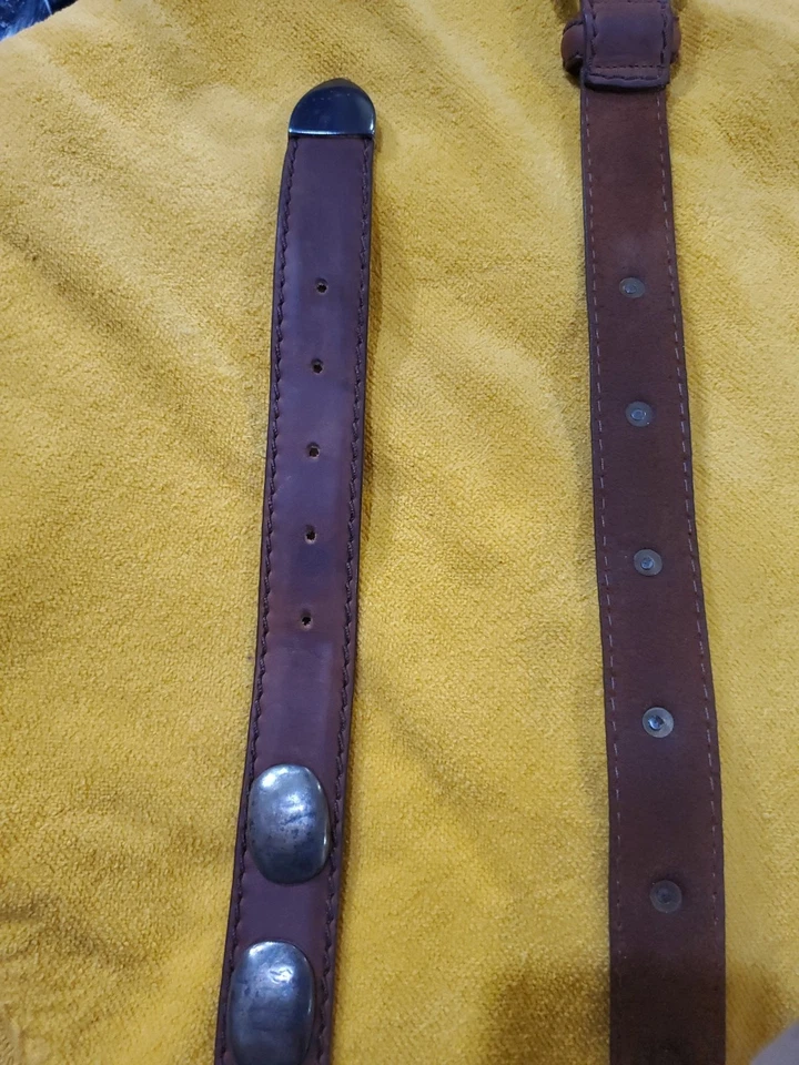 1990 California Billy Belt Genuine Leather W/ 17  Silver Coated Pewter Disks -36 - Image 4 of 4