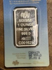Pamp Suisse 1 oz Silver Bar 999 Fine Bullion .999 Silver 1 Ounce