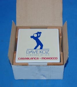 Dave Koz & Friends at Sea: a set of 7 ceramic coasters with cork backs in holder