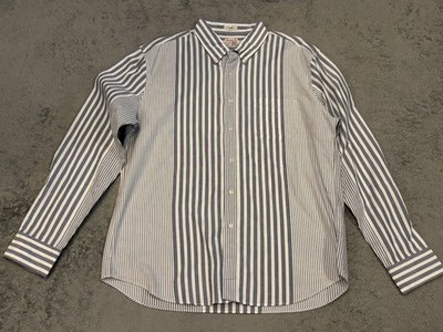 J Crew Broken-In Oxford Shirt Mens XL Organic Cotton Button Down Blue Stripe