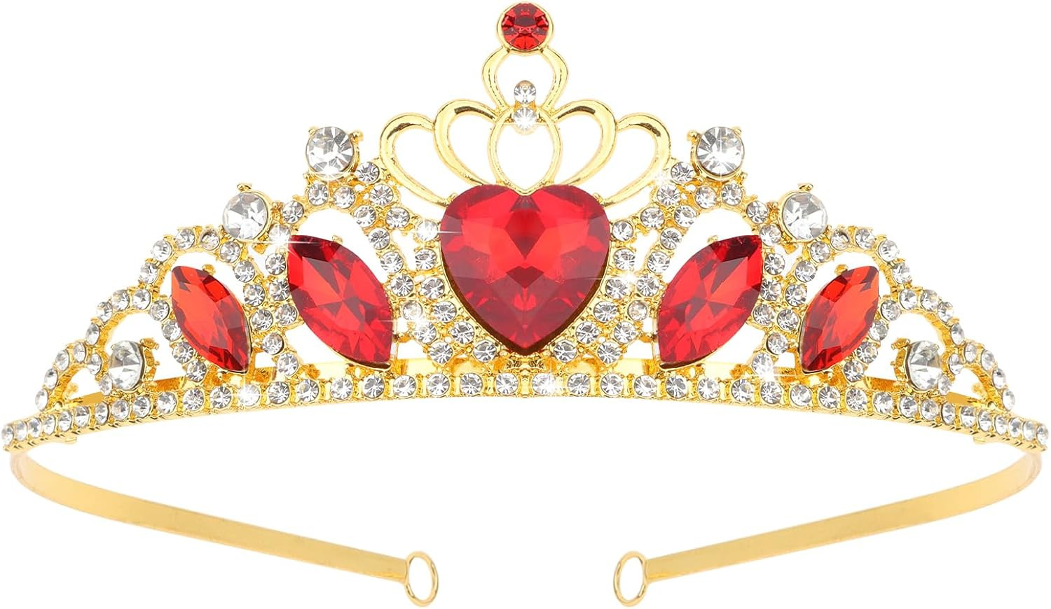 Red Tiaras and Crowns for Women Queen of Heart Crown Crystal Royal Queen Crown f