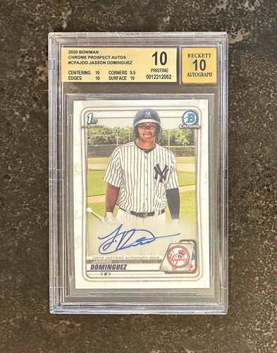 Jasson Dominguez 2020 1st Bowman Chrome RC #CPAJDO Auto BGS 10 AUTO 10 PRISTINE