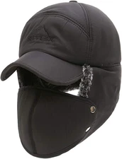 Men Trapper Hat Earflaps Trooper Ushanka Hats Winter Aviator Snow Windproof Ther