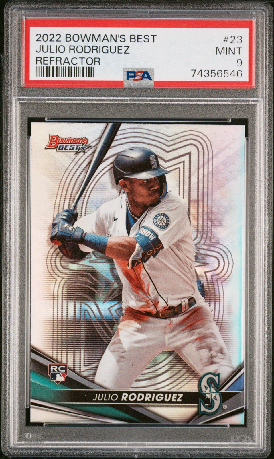 2022 Bowman's Best Julio Rodriguez #23 Refractor RC PSA 9 Mint Seattle Mariners