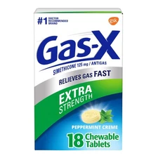 Gas-X Extra Strength Gas Relief Chewable Tablets, Peppermint Creme, 18 Count