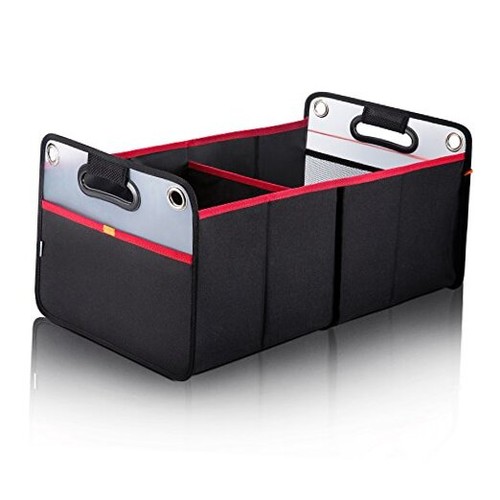 Car Trunk Organizer, Collapsible Auto Trunk Organizer Storage, Black/Red - Picture 1 of 8