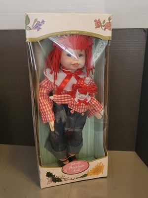 Vintage Raggedy Andy Collectible Porcelain Doll Kingsgate The Doll Crafter NIB