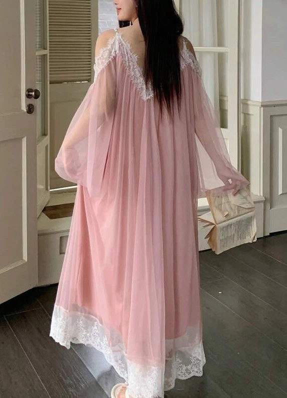 New SHEER Chiffon Nightgown Off Shoulder PLUS 3X 3Xl 18 Slip Dress Wide LACE - Image 2 of 4