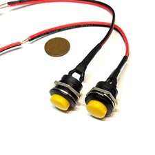2 Pieces Wired Yellow switch N/O Momentary 16mm push button 12v on/off wires  C6