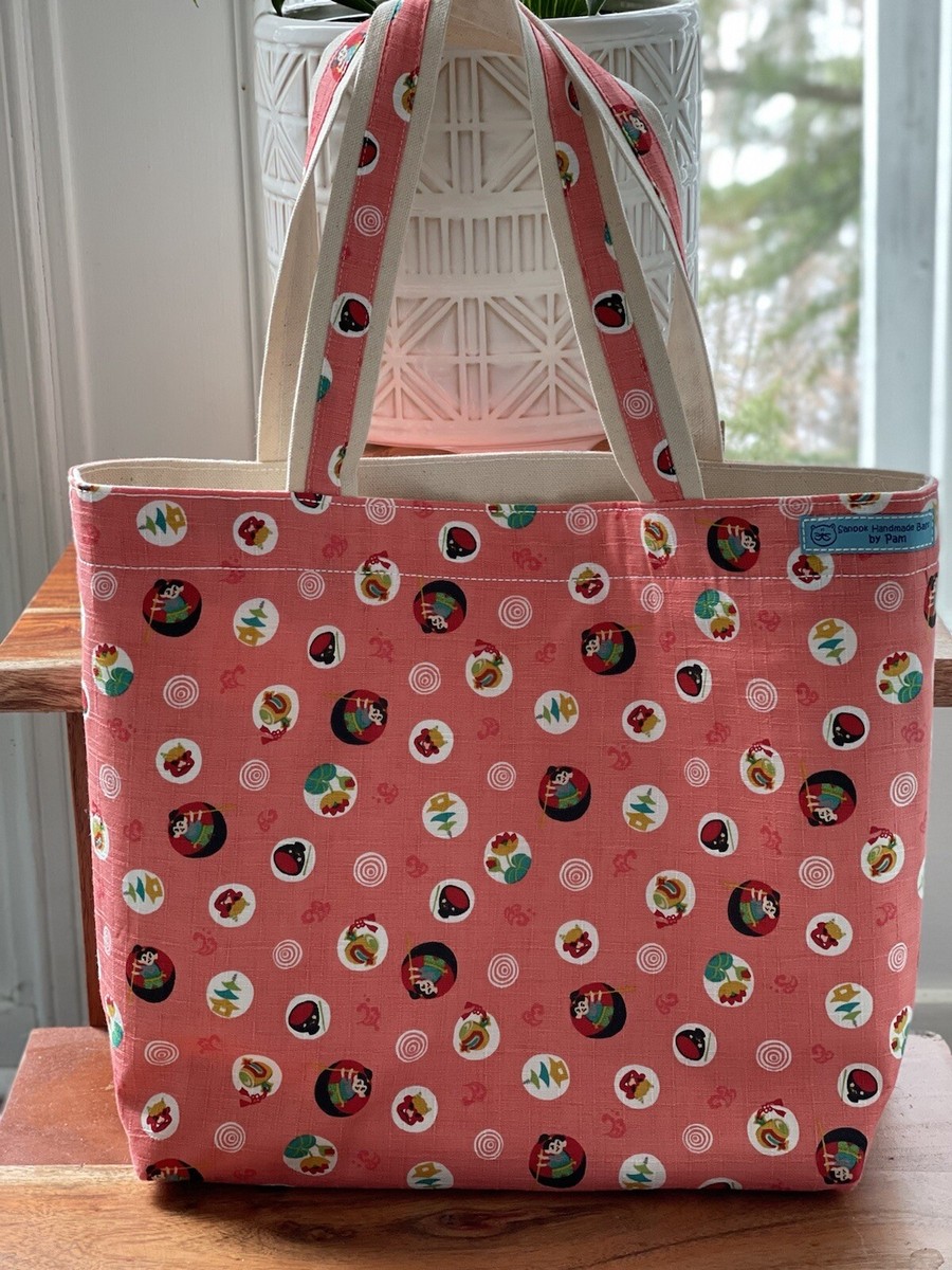 Handmade Fabric Tote Bag Japanese Print