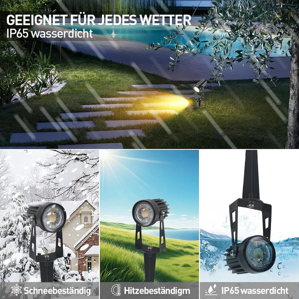 2/4STK Bodenleuchte Bodenstrahler LED 5W Außen-Beleuchtung IP65 Rund Beleuchtung - Bild 3 von 4