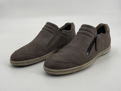 Ecco Brown Leather Side Zip Slip On Comfort Sneaker Size EUR 41