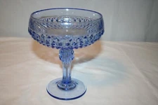 Indiana Glass Blue Diamond Point 7-1/4" Footed Compote 