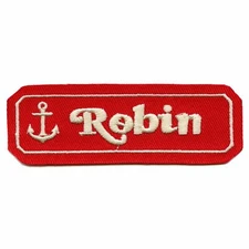 Scoops Ahoy Ice Cream Parlor "Robin" Name Tag Logo Iron On Costume Patch