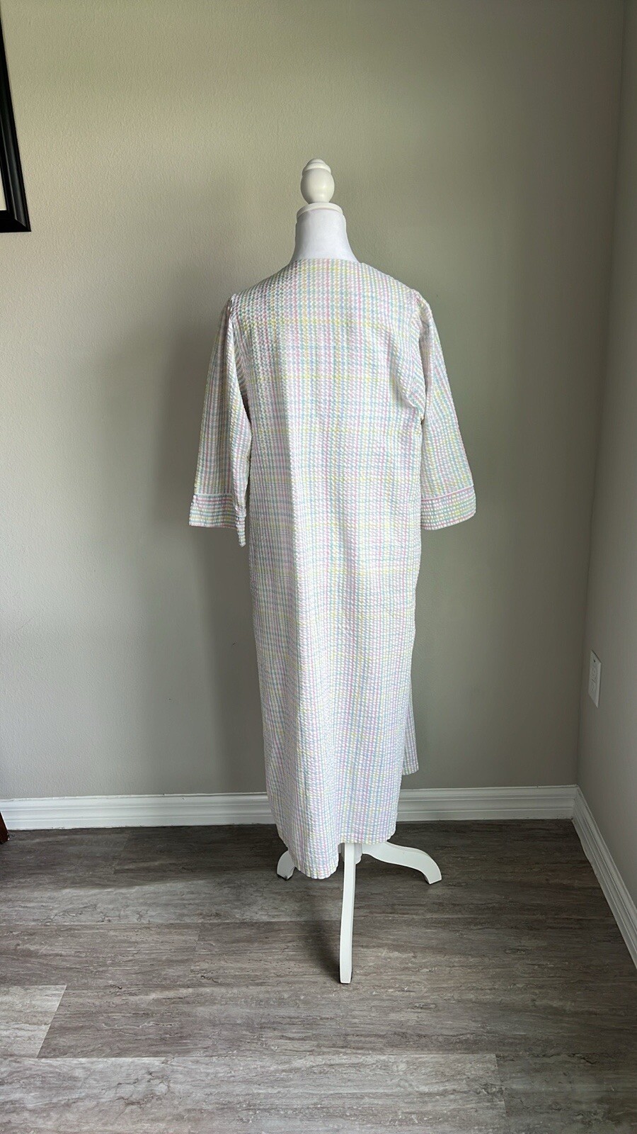 Vintage Miss Elaine seersucker striped duster hou… - image 4