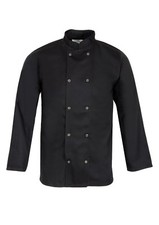 Image of CHEFS JACKET, NEW BLACK WITH STUD FASTENING, RESTAURANT, BANQUET, UNISEX, ,INS16