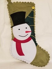 Snowman Christmas Holiday Stocking Green Background Unisex