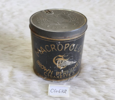 1930s Vintage Marco Polo Brown Perfumed Cigarette Advertising Old Tin Box CG672