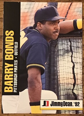 Barry Bonds 1992 Jimmy Dean Baseball Card #2 Pittsburgh Pirates MLB Free Ship