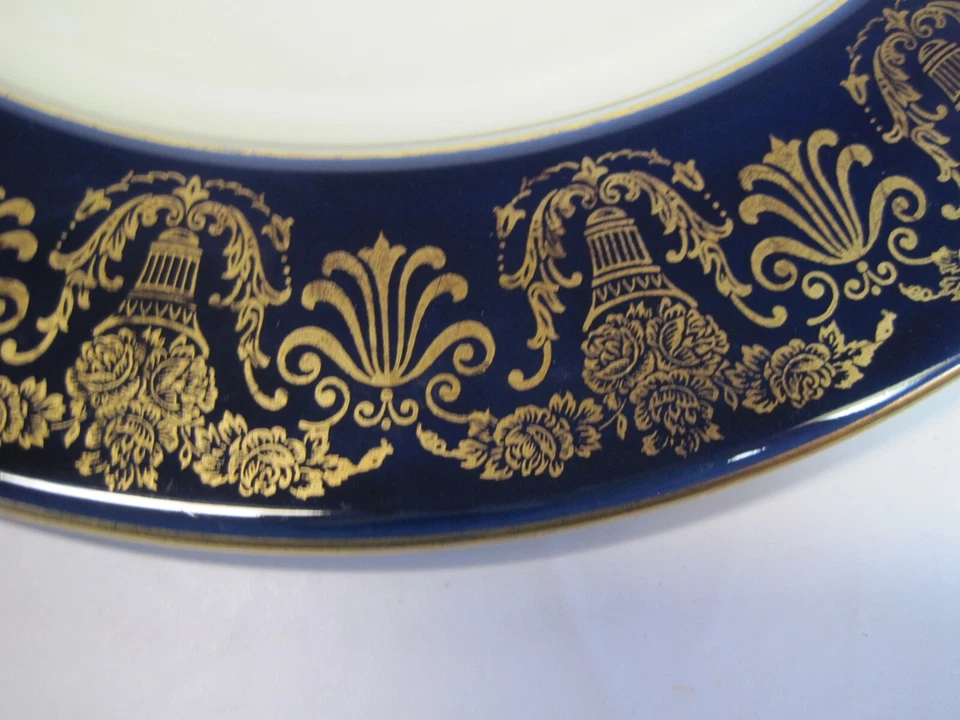 Plato de Cena De Colección Rosenthal Selb Bavaria Azul Cobalto Dorado Marfil 10" D Excelente Foto 4 de 4