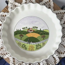 VILLEROY & BOCH "DESIGN NAIF" HUNTING SCENE QUICHE PAN 8.25" IN DIAMETER VGC