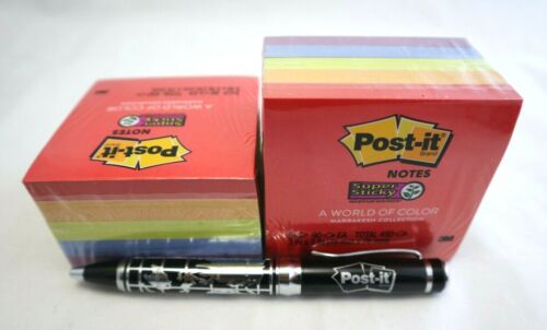 10 Pack Post-It Super Sticky Notes Assorted Colours 76x76mm plus  BONUS PEN   - Picture 1 of 6