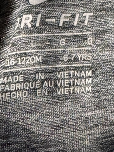 Nike Logo Active Shirt Boys Size 7 Gray Short Sleeve - Picture 4 of 4