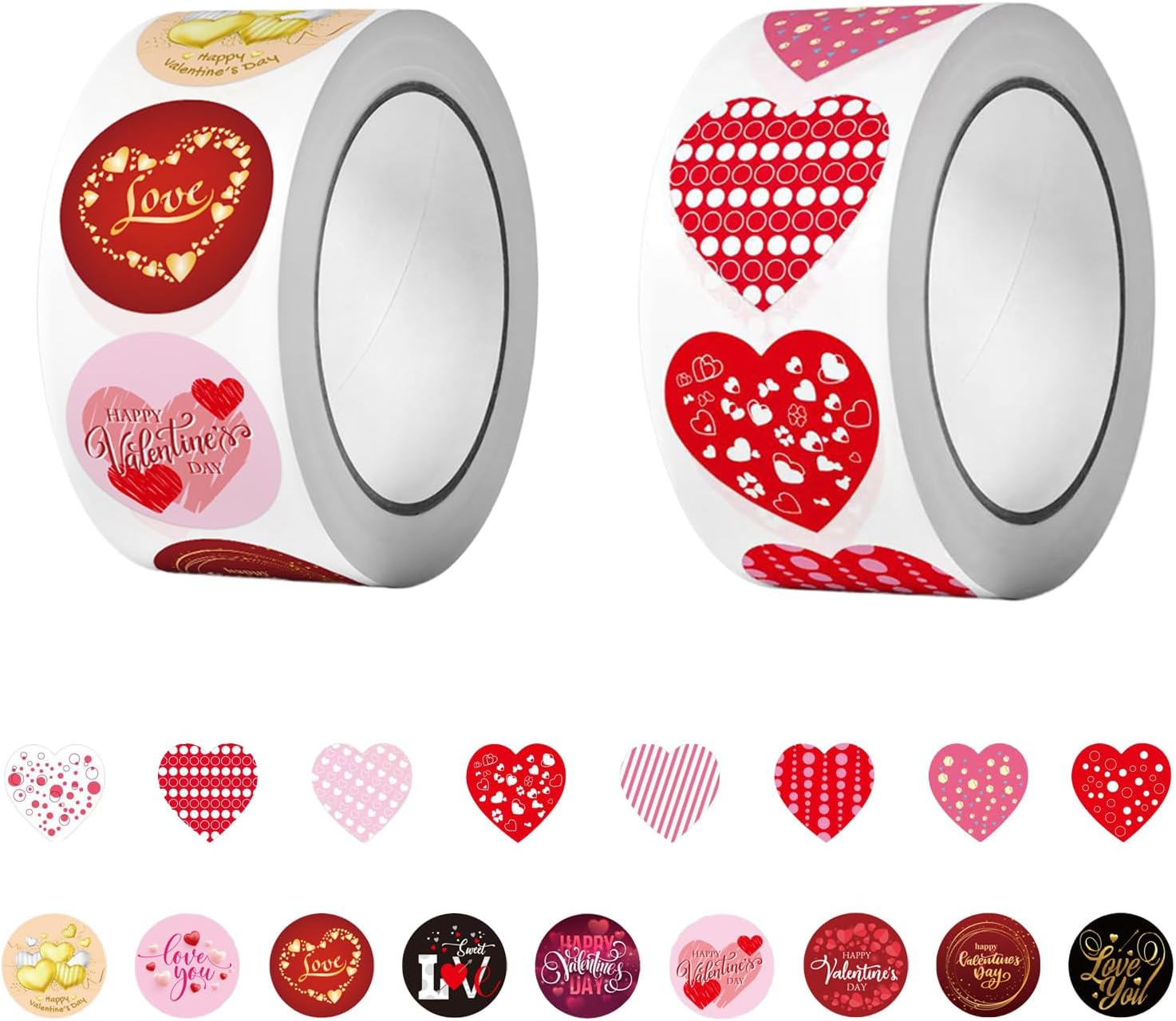 1000 PCS Valentine Stickers, Valentines Day Decoration Love Stickers Rolls Valen