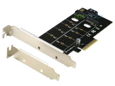 RIITOP Dual M.2 to PCIe and SATA Adapter, M Key NVMe to PCIe +B Key NGFF to SATA