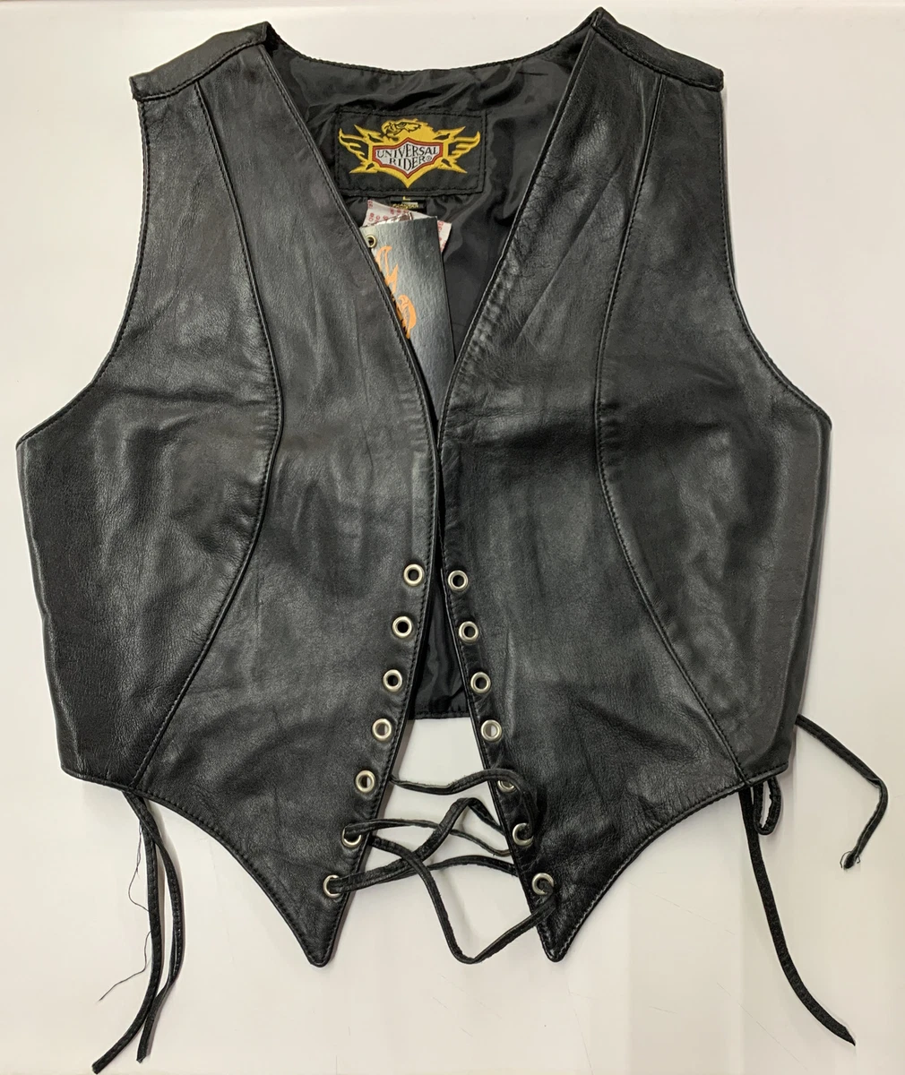 UNIVERSAL RIDER Vtg. Motorcycle Riding Women Leather Vest NEW With Wrinkles