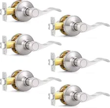 6 Pack Probrico Satin Nickel Passage Hall Closet Laundry Door Lock Lever Handle
