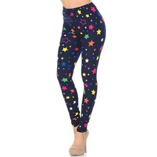 Reg One Size Womens Buttery Soft Colorful Stars Leggings