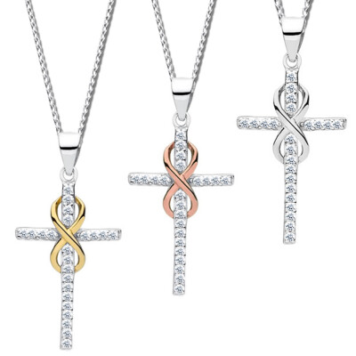 Halskette mit Kreuz echt 925 Silber Unendlichkeit Symbol für Damen Frau Mädchen