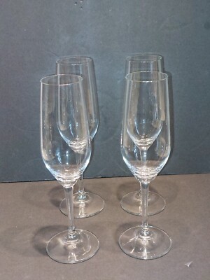 SET OF 4 RIEDEL VIVANT CRYSTAL CHAMPAGNE FLUTES