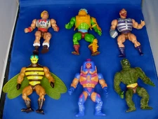 Lot (6) Vintage 1981 HE MAN MOTU Figure Moss Man, Buzz Off, Heman, Man E Faces +