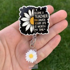 Teacher quote Instructor Retractable Badge Holder ID reel Gift Christmas Lanyard