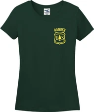 US Forest Service Ranger Left Chest Crest Missy Fit Ladies T-Shirt S-3X