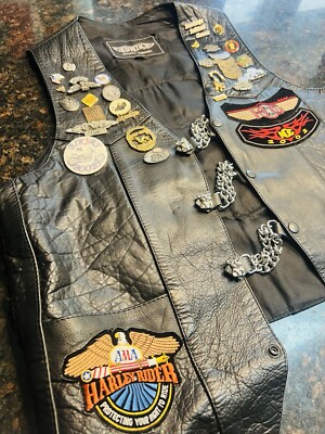 Vintage Harley Davidson Men's HOG Pinned Leather Motorcycle Vest