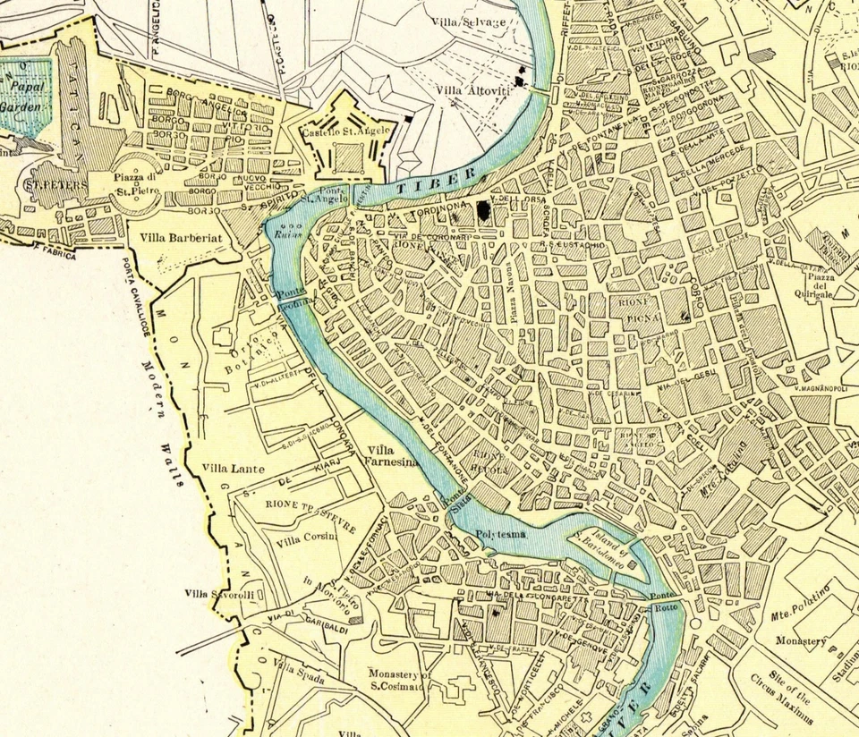 1901 Antique ROME ITALY City Map George Cram Atlas Rome Street Map 8446 - Image 2 of 3