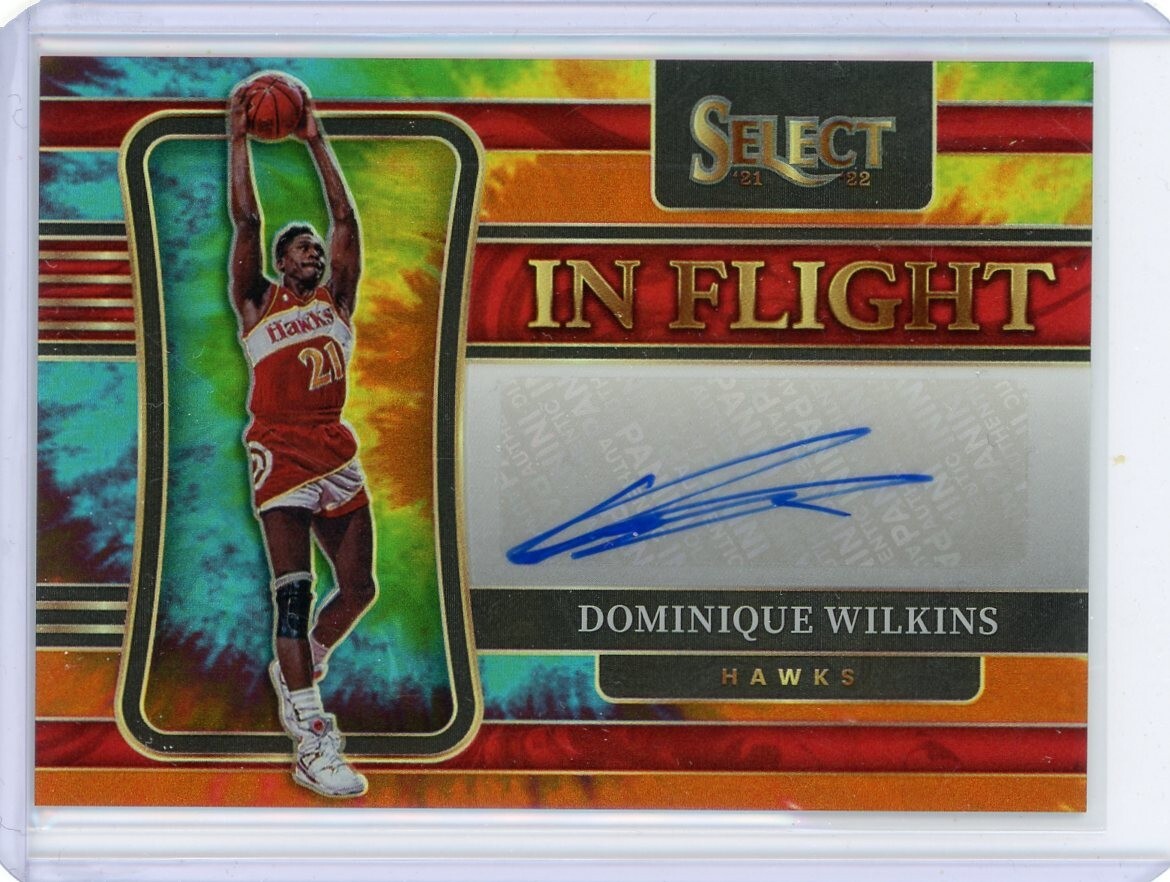 2021-22 Panini Select In Flight Tie Dye Autograph IF-DWL Dominique Wilkins 19/25